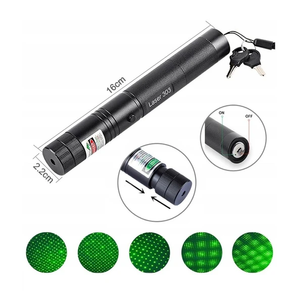 Powermaster OM-120118650 Pilli Şarjlı Anahtar Emniyetli Yeşil Lazer Pointer (50 KM) - 2