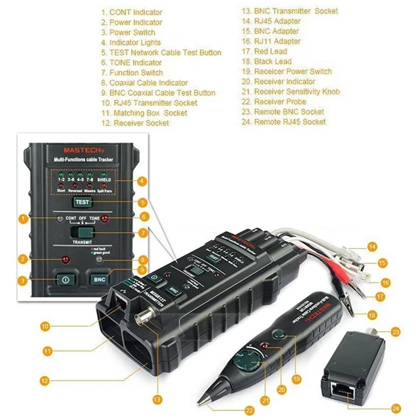 Mastech MS-6813T Profesyonel Kablo Bulucu Test Aleti - 4