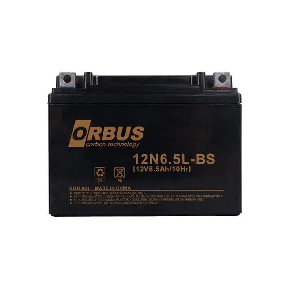 Orbus 12N6.5L-BS 12V 6.5A Motosiklet Aküsü (139 X 66 X 100 MM) (2.05Kg) - 2