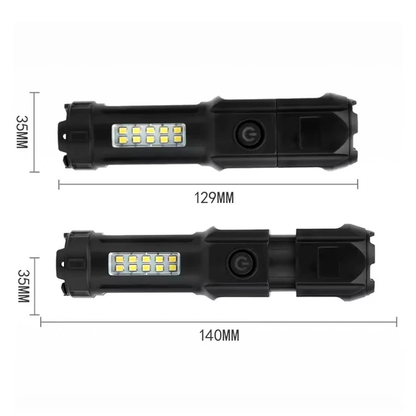 Powermaster 109-B Zoomlu Flash Özellikli SMD Ve Power LED Li Şarjlı Plastik Kasa El Feneri (Powerbank Özellikli) - Resim 2