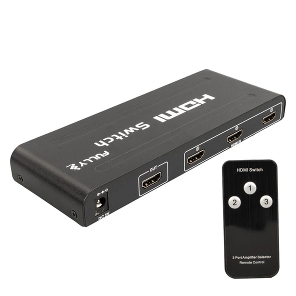 Fully G-538H 3 Giriş 1 Çıkış Hdmi Switcher Toplayıcı Metal Kasa Adaptörlü