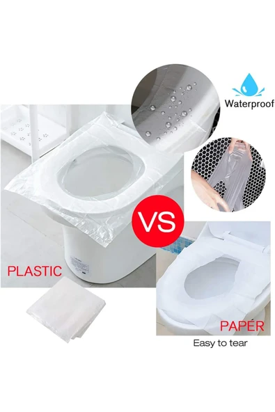 Mucit Home  Hijyenik Tek Kullanımlık Klozet Kapağı Poşeti Şeffaf Kapak Örtüsü Pratik Seyehat Restaurant - Resim 3