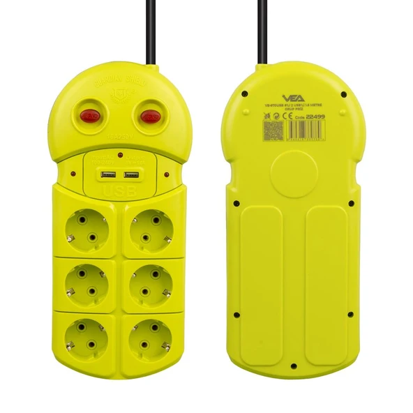 Vea VE-970USB 6'Lı 2 USB'li 1.5 Metre Grup Priz