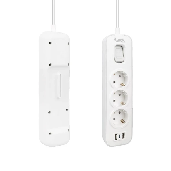 Vea VE-NOVA103U A Class 3'Lü 2 Usb'li Anahtarlı 1.5 Metre Akım Korumalı Priz - 2