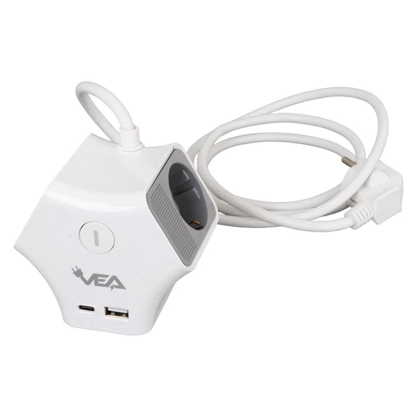Vea VE-G903YC 3'Lü USB+ Type-C Girişli Anahtarlı 1.5 Metre Grup Priz - 3