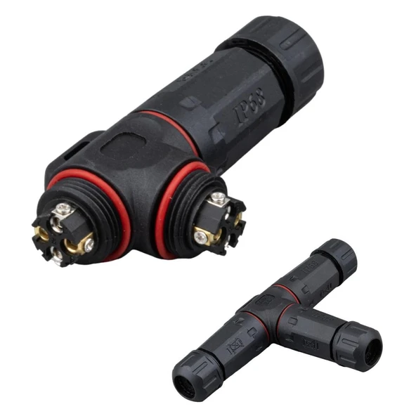 Powermaster PM-24596 4 Pin Telli 3'Lü Tip IP68 Su Geçirmez RJ45 Konnektör ürün görseli 1