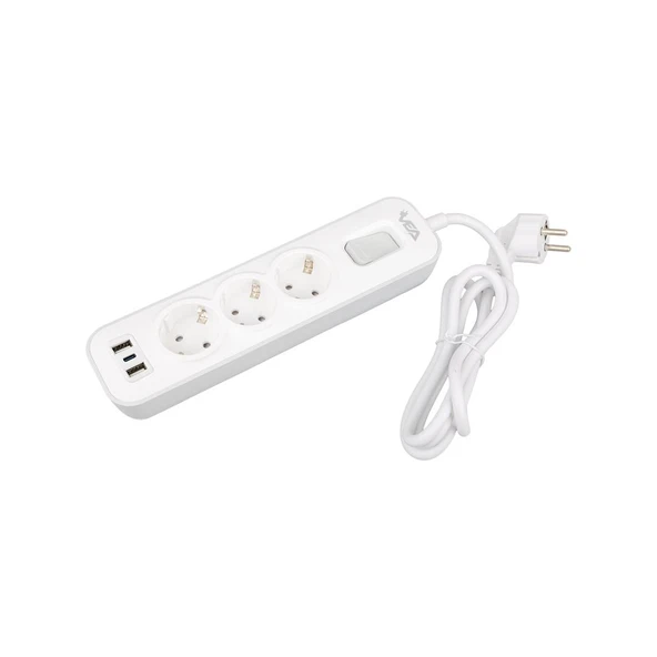 Vea VE-NOVA103U A Class 3'Lü 2 Usb'li Anahtarlı 1.5 Metre Akım Korumalı Priz - 3