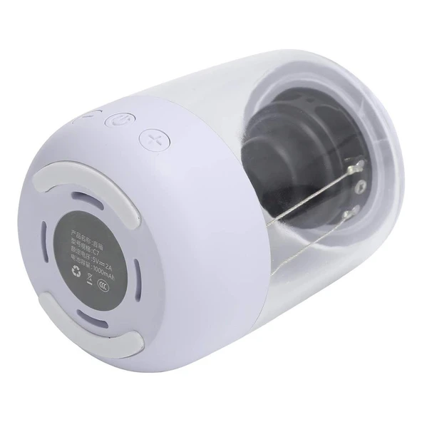 Magicvoice MV-24696 600 Mah Taşınabilir RGB Mikrofonlu Aux-TF-Bluetooth 3 Watt Hoparlör (Beyaz) - 2