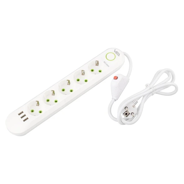 Vea VA-21562 5'Li 3 USB'li 1.5 Metre Akım Korumalı Priz Beyaz - 3