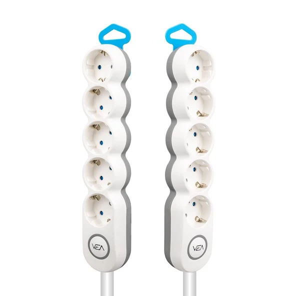 Vea 5'Li Kablolu Anahtarlı 1,5 Metre Akım Korumalı Grup Priz VE-2S5S - 2