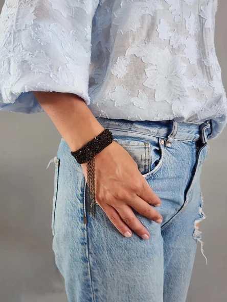 Dokulu Taç Yaprak Çiçek Tül Model Küçük Boy Turuncu Küpe - 1