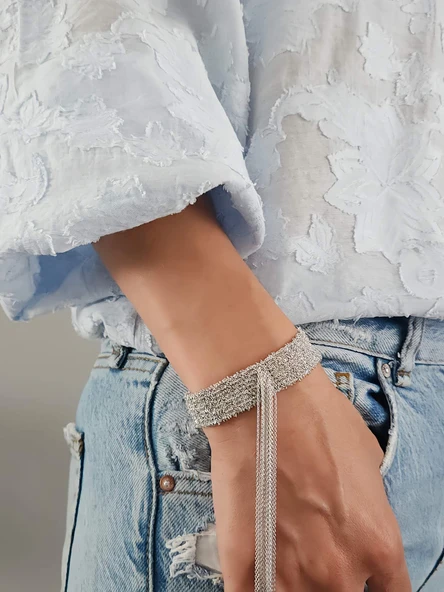 Arı Model Turkuaz Zirkon Taşlı Kuyum İşçiliğinde Zincir Sallantılı Küpe - 3