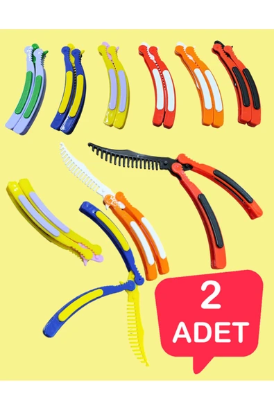 Ayver 2 Adet Renkli Oval Ustura Kıpır Bıçak Tarak Modelli Kelebek Stilinde Oyuncak Sallama Stres Oyuncağı