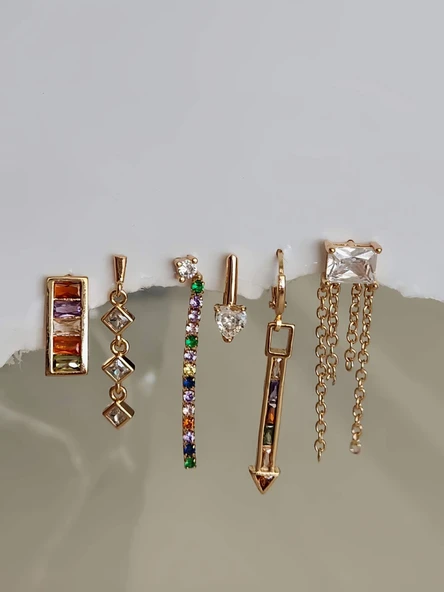 Yıldız Figürlü Çelik Altın Kaplama Gold Renkli Küpe - 2