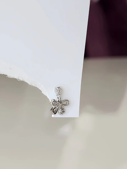 Sallantılı Fiyonk Kurdela Model Kıkırdak Piercing Tragus Helix Gümüş Renk Küpe - 2