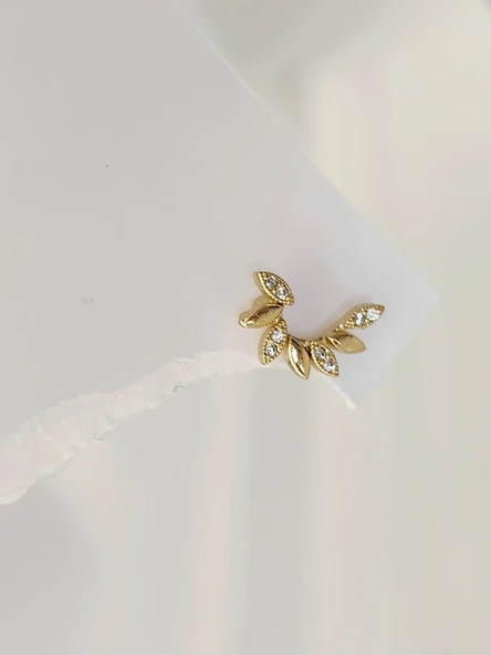 Buğday Başak Arpa Model Kıkırdak Piercing Tragus Helix Altın Gold Renk Küpe - Resim 2