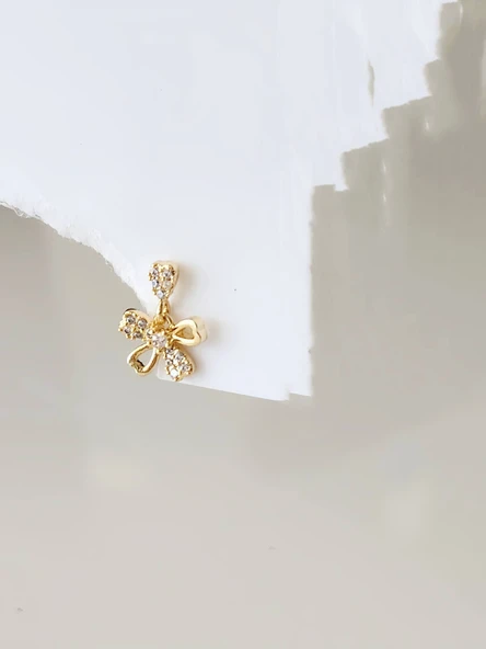 Sallantılı Fiyonk Kurdela Model Kıkırdak Piercing Tragus Helix Altın Gold Renk Küpe - 3