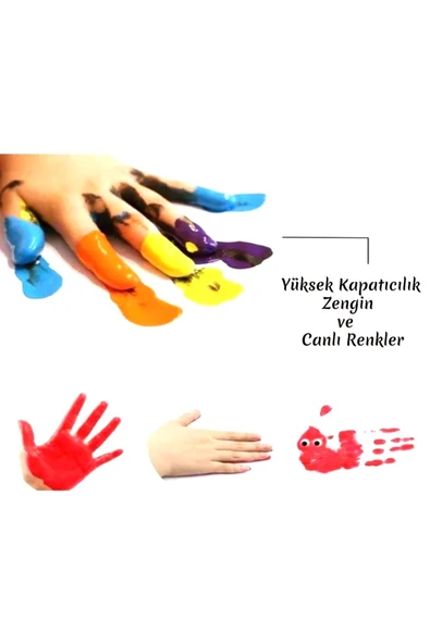 Ayver 6'LI MİNİ 6 AYRI RENK SU BAZLI PARMAK VE YÜZ BOYASI HOBİ BOYALARI - 2