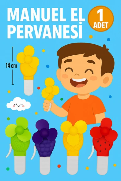 Ayver 1 Adet Mini Boy Meyveli Model Çocuk Oyuncak Manuel El Pervanesi El Vantilatörü