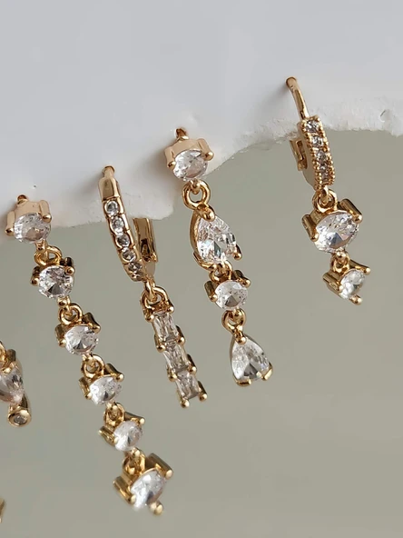 Yıldız Figürlü Çelik Gümüş Silver Renkli Küpe - 3