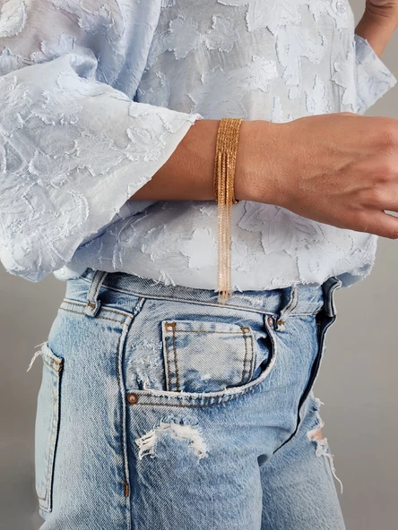 Dokulu Taç Yaprak Çiçek Tül Model Küçük Boy Küpe - 2