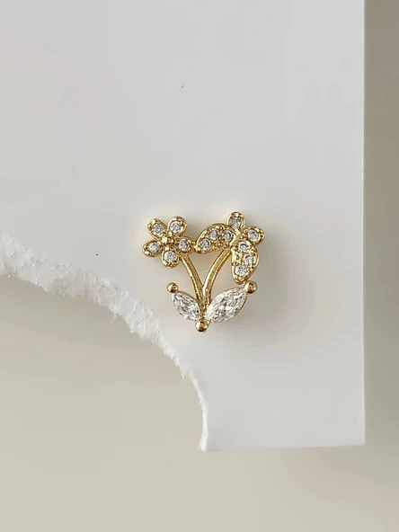 Kelebek Çiçek Yıldız Model Kıkırdak Piercing Tragus Helix Altın Gold Renk Küpe