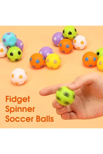 Ayver 2 ADET FUTBOL TOPU ŞEKİLLİ PLASTİK STRES ÇARKI OYUNCAK FİDGET SPINNER 2'Lİ - 3