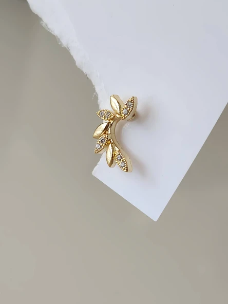 Buğday Başak Arpa Model Kıkırdak Piercing Tragus Helix Altın Gold Renk Küpe - Resim 3