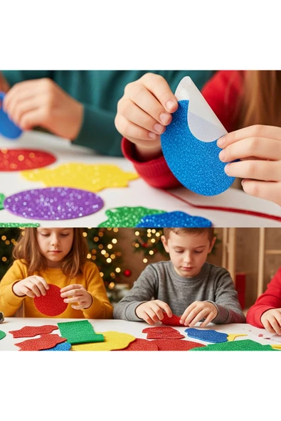 A4 Eva Tabaka Simli Yapışkanlı 10 Renk Karışık 10'lu Paket ürün görseli