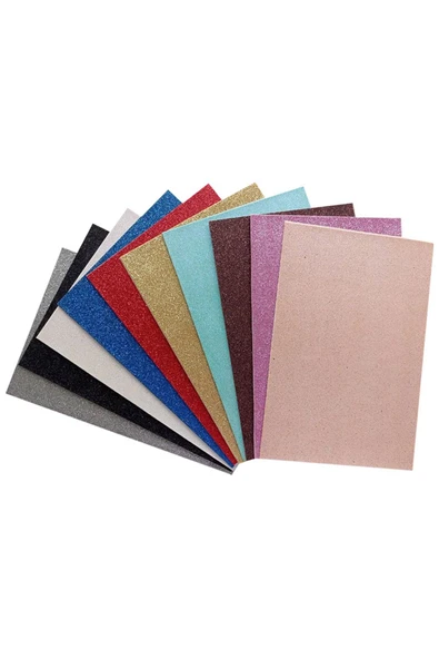 A4 Eva Tabaka Simli Karışık 10 Renk 10'lu Paket - Resim 2