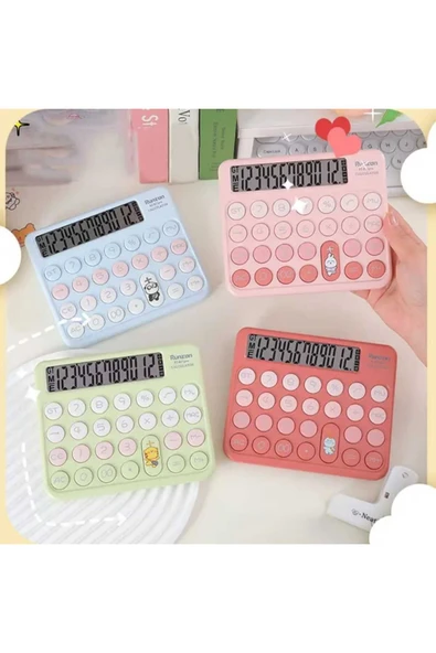 Geniş Renkli Hesap Makinası Pembe - 2