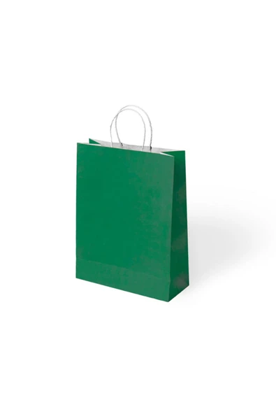 BÜKÜM SAPLI KAĞIT ÇANTA YEŞİL 18X8X24 12 Lİ
