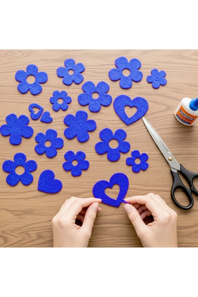 50x70 Eva Tabaka Simli Mavi 10'lu Paket ürün görseli