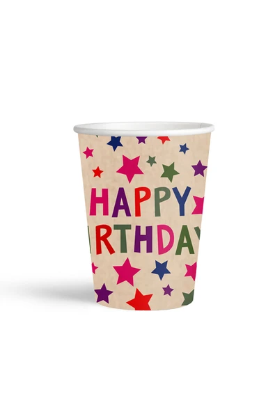 Karton Bardak 8oz 8'li -Kraft Stars-
