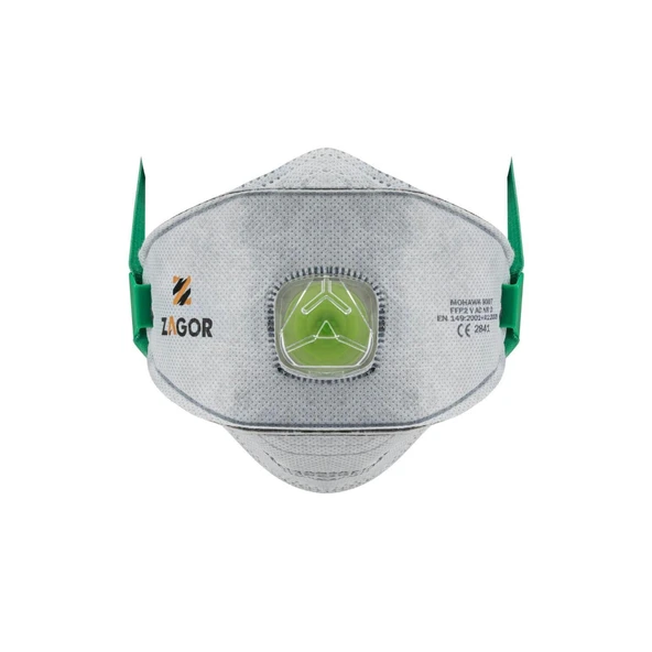 ZAGOR  8007 Ventilli Aktif Karbonlu FFP2 Konik Solunum Maskesi - Resim 2