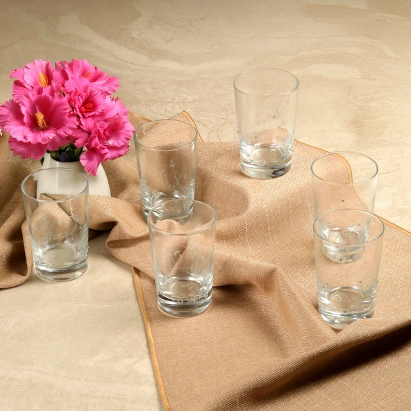 GÜRAL PORSELEN Güral Cam Taşlı 6 lı Su Bardağı 11187 - Resim 3