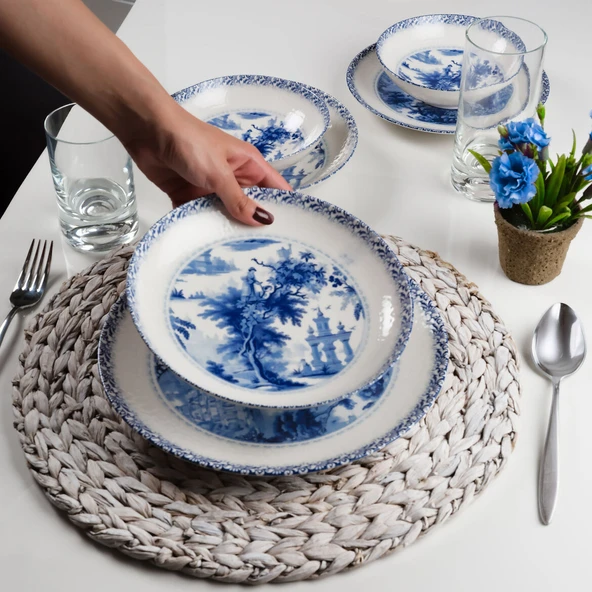 GÜRAL PORSELEN Camelia 24 Parça 6 Kişilik Yemek Takımı 3960 - 1