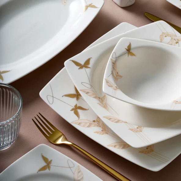 GÜRAL PORSELEN Caroline 54 Parça 12 Kişilik Yemek Takımı 6713 - Resim 4