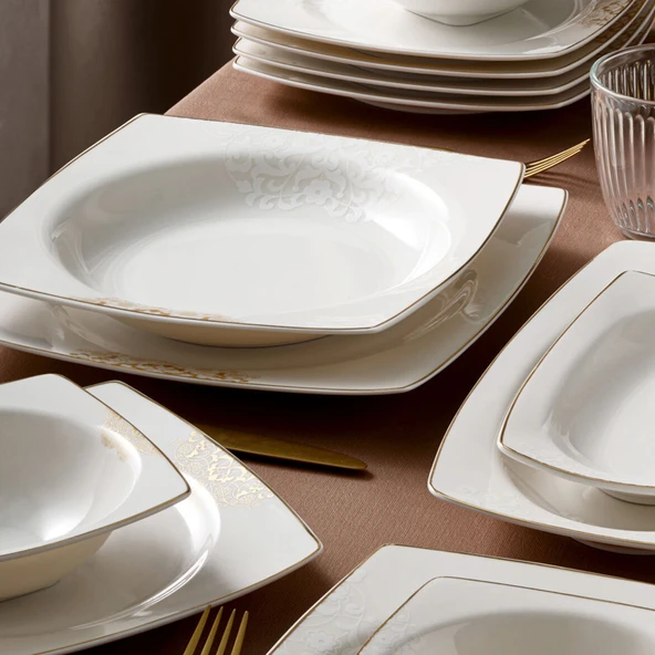 GÜRAL PORSELEN Caroline 54 Parça 12 Kişilik Yemek Takımı 6711 - Resim 3
