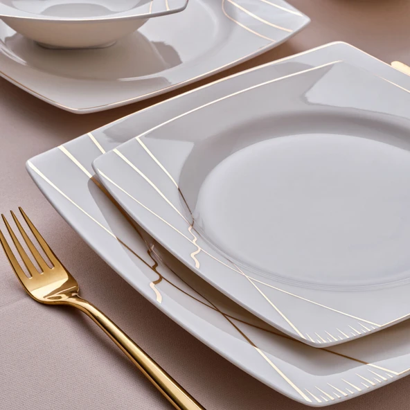 GÜRAL PORSELEN Caroline 54 Parça 12 Kişilik Yemek Takımı 6729 - Resim 4