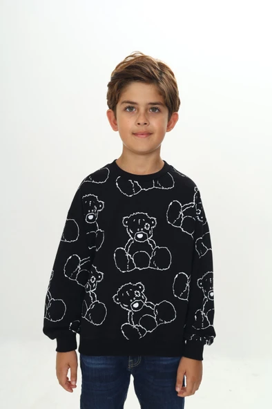 Toontoy Erkek Çocuk Komple Ayı Baskılı Sweatshirt - 5