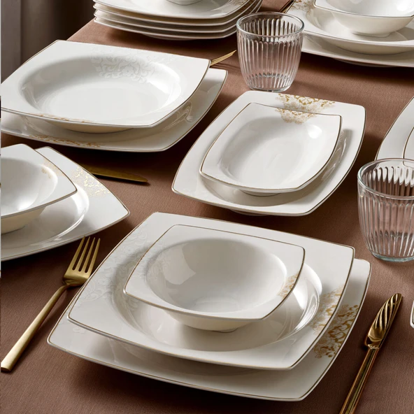 GÜRAL PORSELEN Caroline 54 Parça 12 Kişilik Yemek Takımı 6711 ürün görseli 1