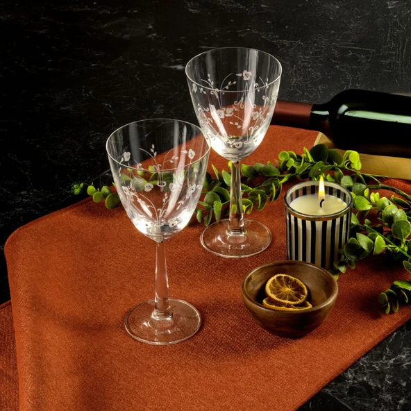 GÜRAL PORSELEN Güral Cam Taşlı 6 Lı Ayaklı Su Bardağı 11187 - Resim 2