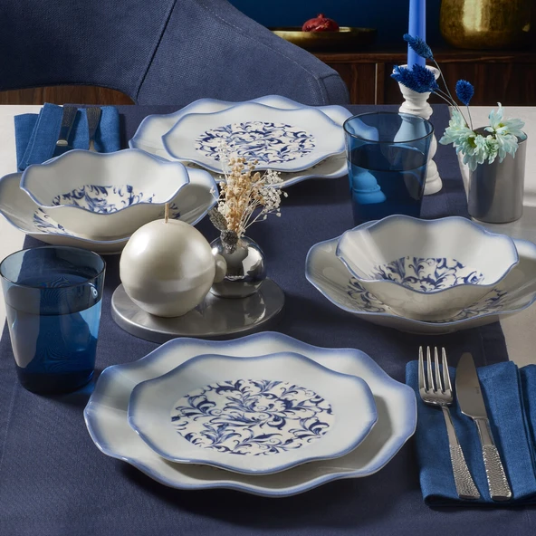 GÜRAL PORSELEN Nesrin 24 Parça 6 Kişilik Yemek Takımı 3214