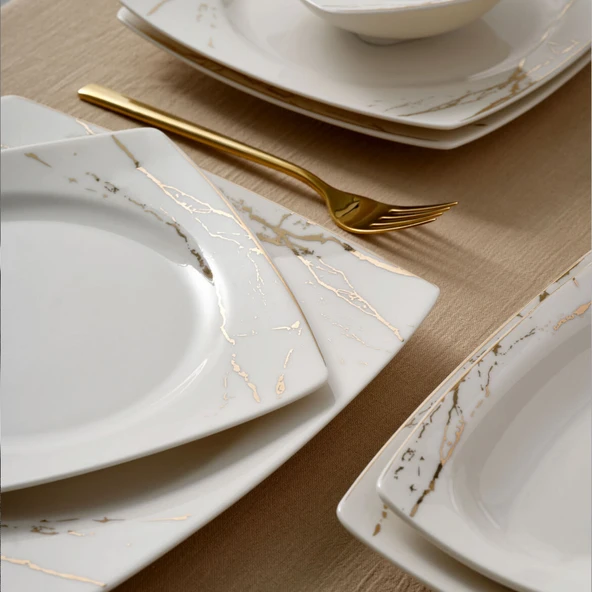 GÜRAL PORSELEN Caroline 54 Parça 12 Kişilik Yemek Takımı 6685 - Resim 3