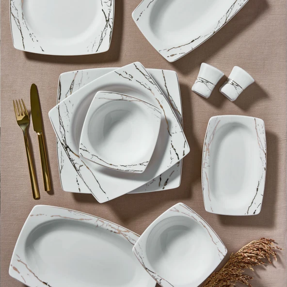 GÜRAL PORSELEN Caroline 54 Parça 12 Kişilik Yemek Takımı 6685 - Resim 4