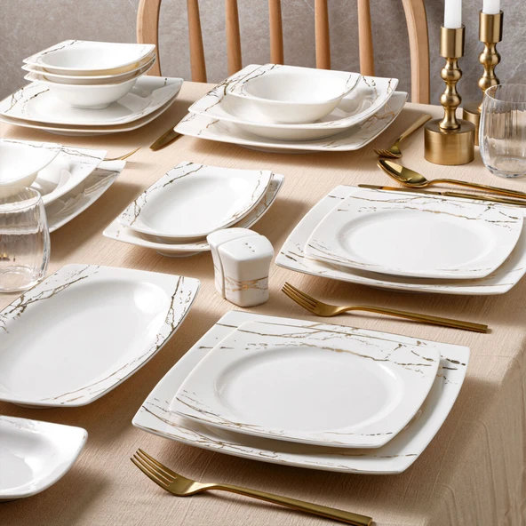 GÜRAL PORSELEN Caroline 54 Parça 12 Kişilik Yemek Takımı 6685 - Resim 2