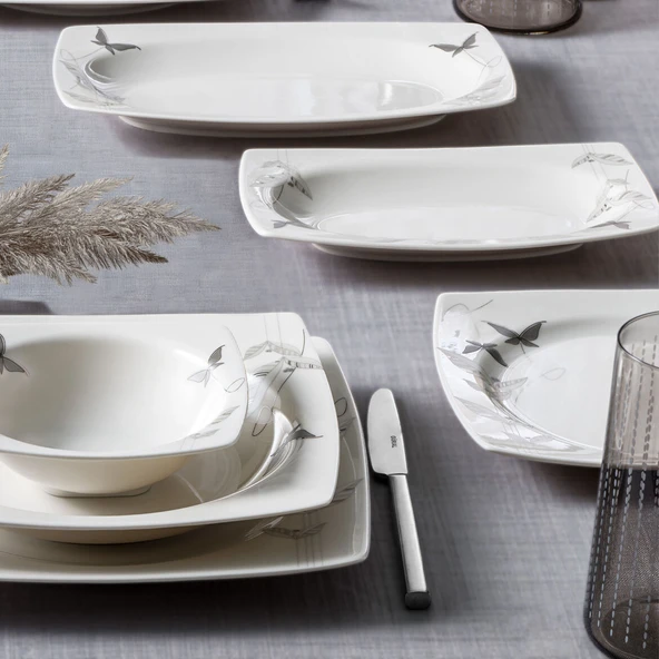 GÜRAL PORSELEN Caroline 54 Parça 12 Kişilik Yemek Takımı 67131 - Resim 4