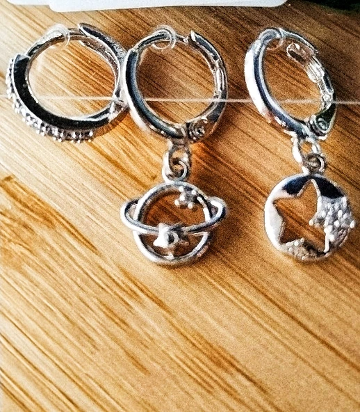 Monalisa Home Gümüş Renk Lüks Gösterişli  Figürlü Üçlü Küpe ürün görseli 1