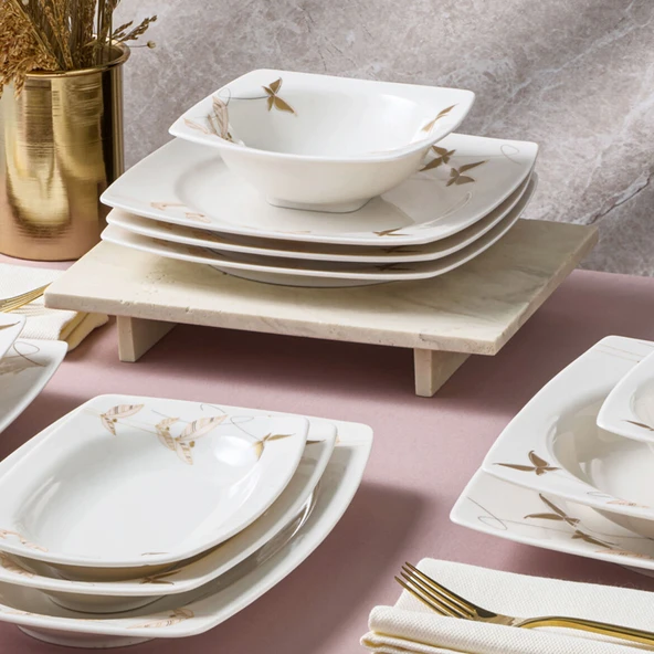 GÜRAL PORSELEN Caroline 54 Parça 12 Kişilik Yemek Takımı 6713 - Resim 3